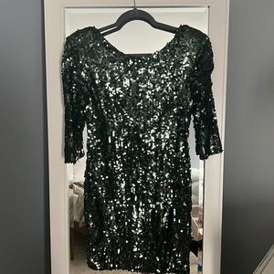 Green sequin dress